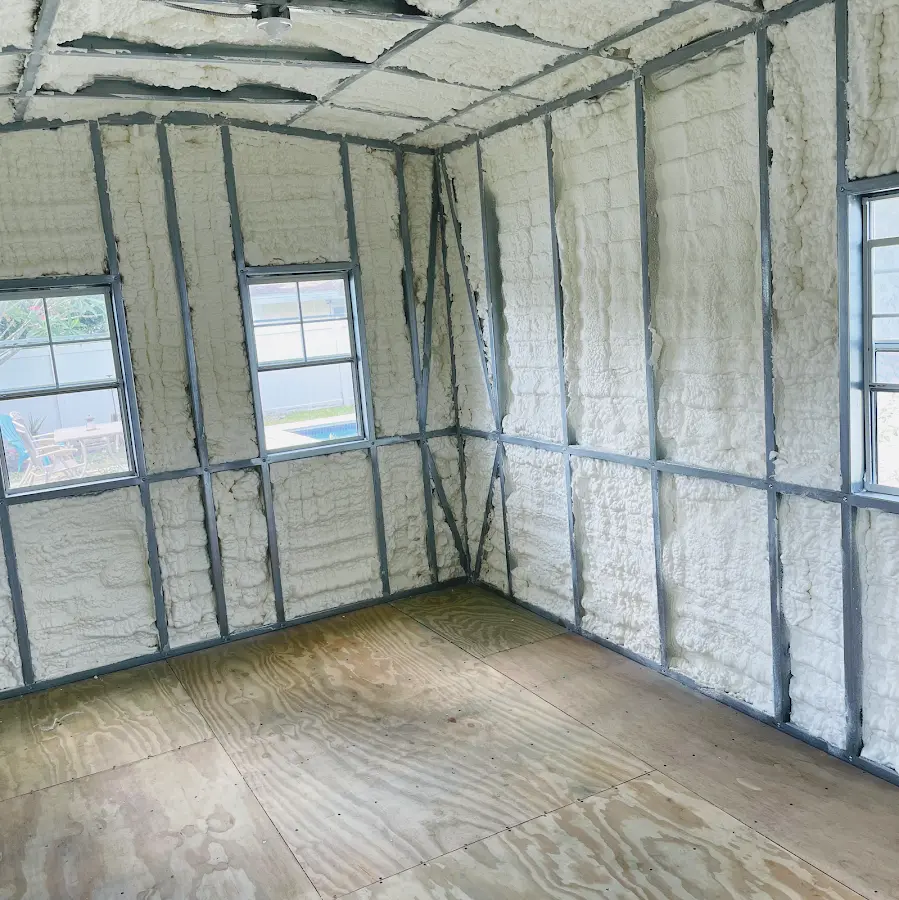 Closed-cell spray foam insulation applied to wall cavities in a residential project in Portland